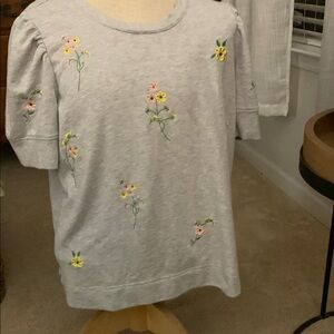 Jane + Delancey Floral Embroidered Women Shirt with Embroidered Flowers Size 2XL